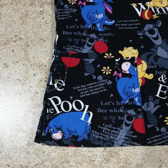 Disney Medical Scrub XS Womens Pocket Winnie The Poo Piglet Eeyore Tigger Top - Picture 4 of 11